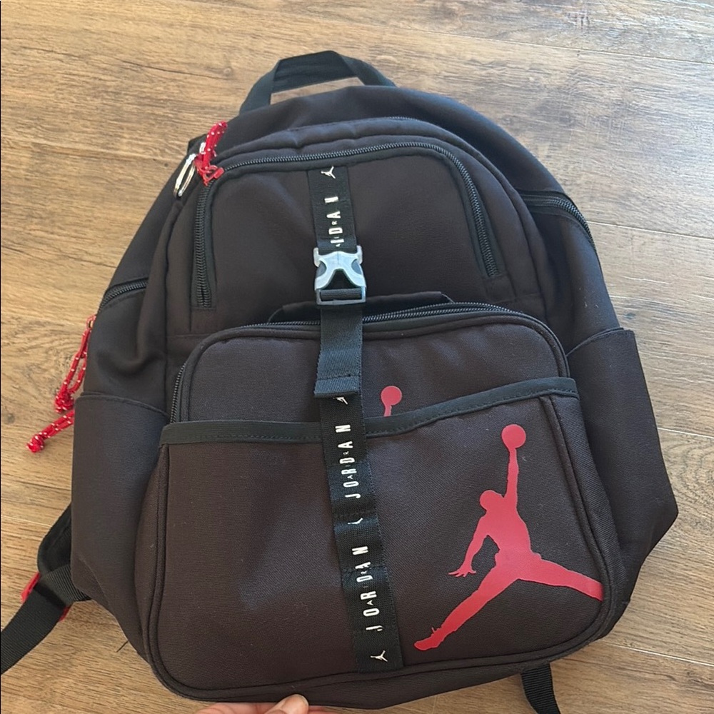 Jordan Black Backpack with Red Jumpman Accent